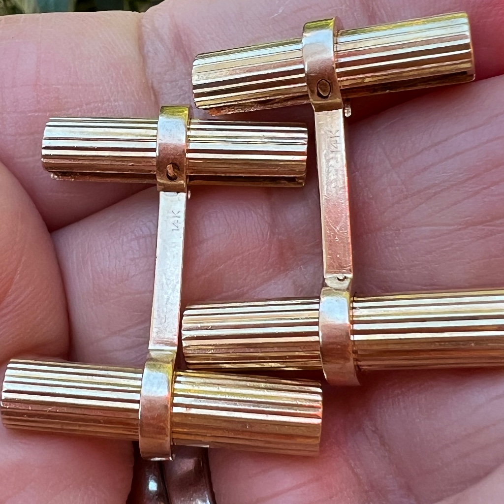 Vintage 14k Yellow Gold Cufflinks Designer Custom Made Heavy Unique One Of Akind